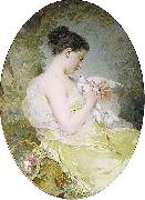 Charles Joshua Chaplin Young Girl with a Dove oil painting on canvas